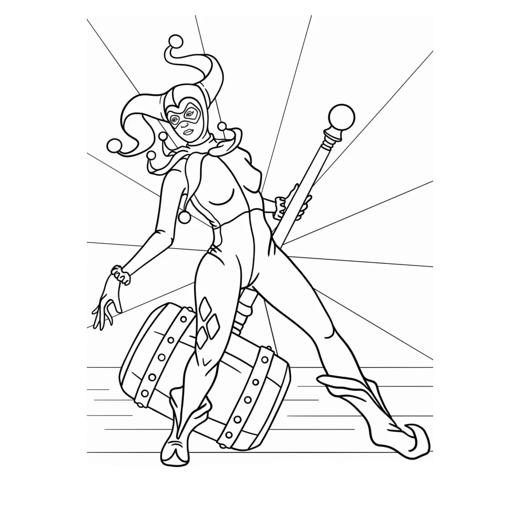 Harley Quinn coloring page to print for free