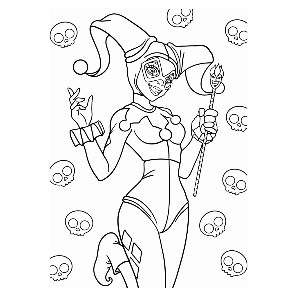 Desenho de Arlequina para colorir e imprimir grátis