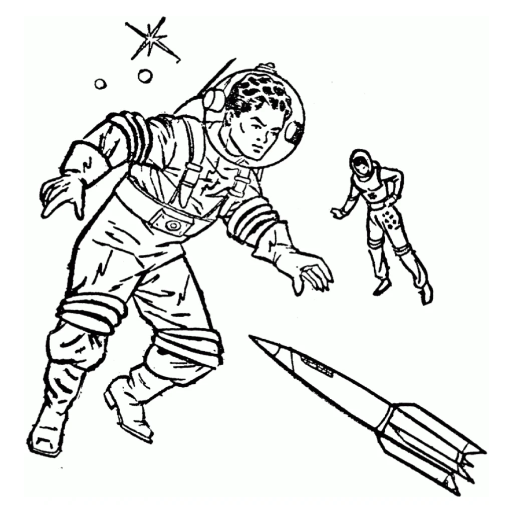 Dibujo de Astronautas En El Espacio para colorear e imprimir gratis