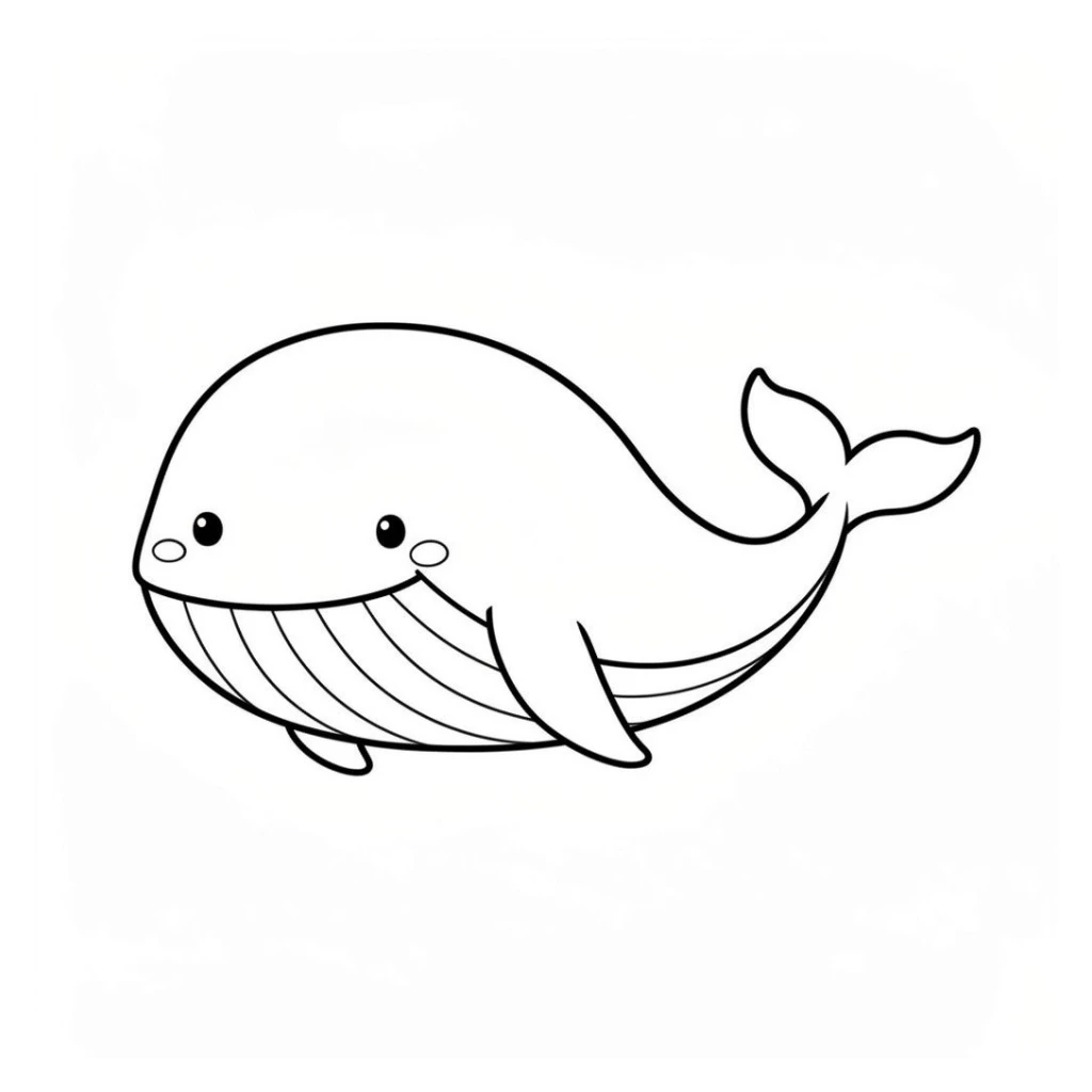 Happy Whale coloring page to print for free