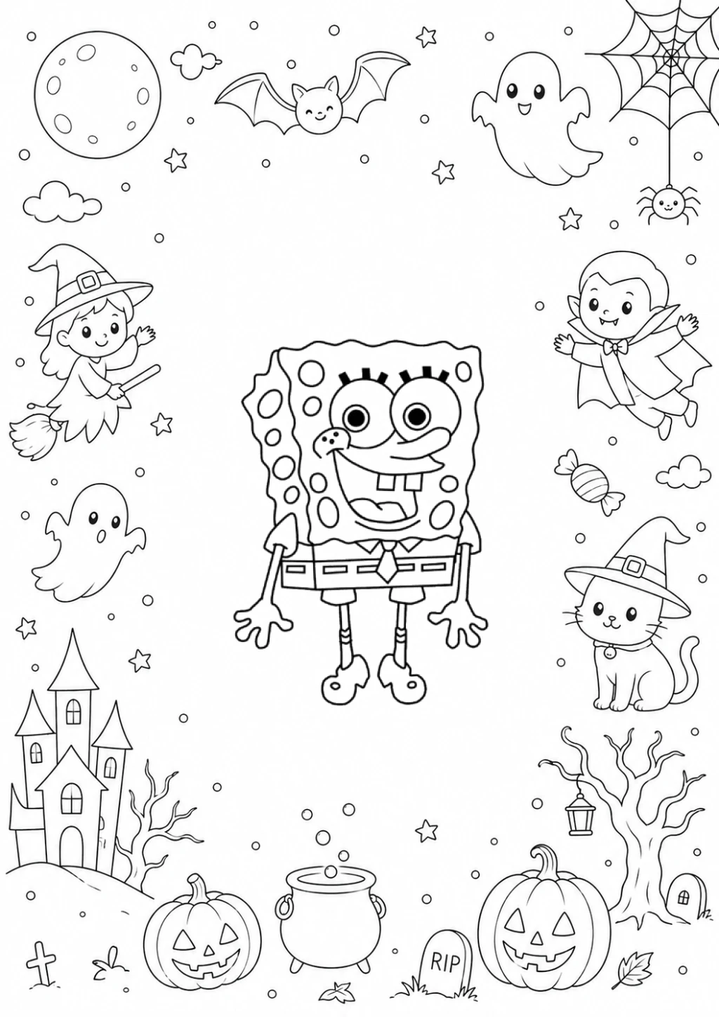 Dibujo de Bob Esponja En Halloween para colorear e imprimir gratis