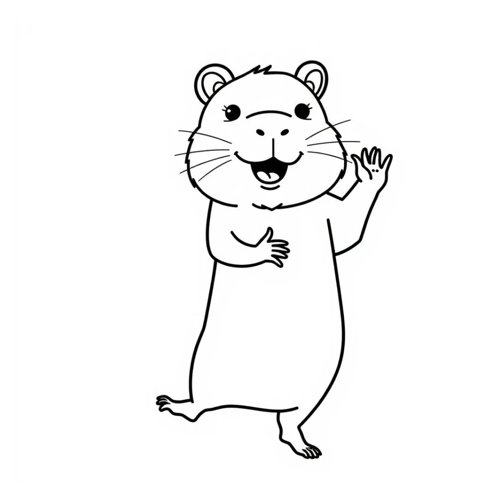 Desenho de Capivara dançando para colorir e imprimir grátis
