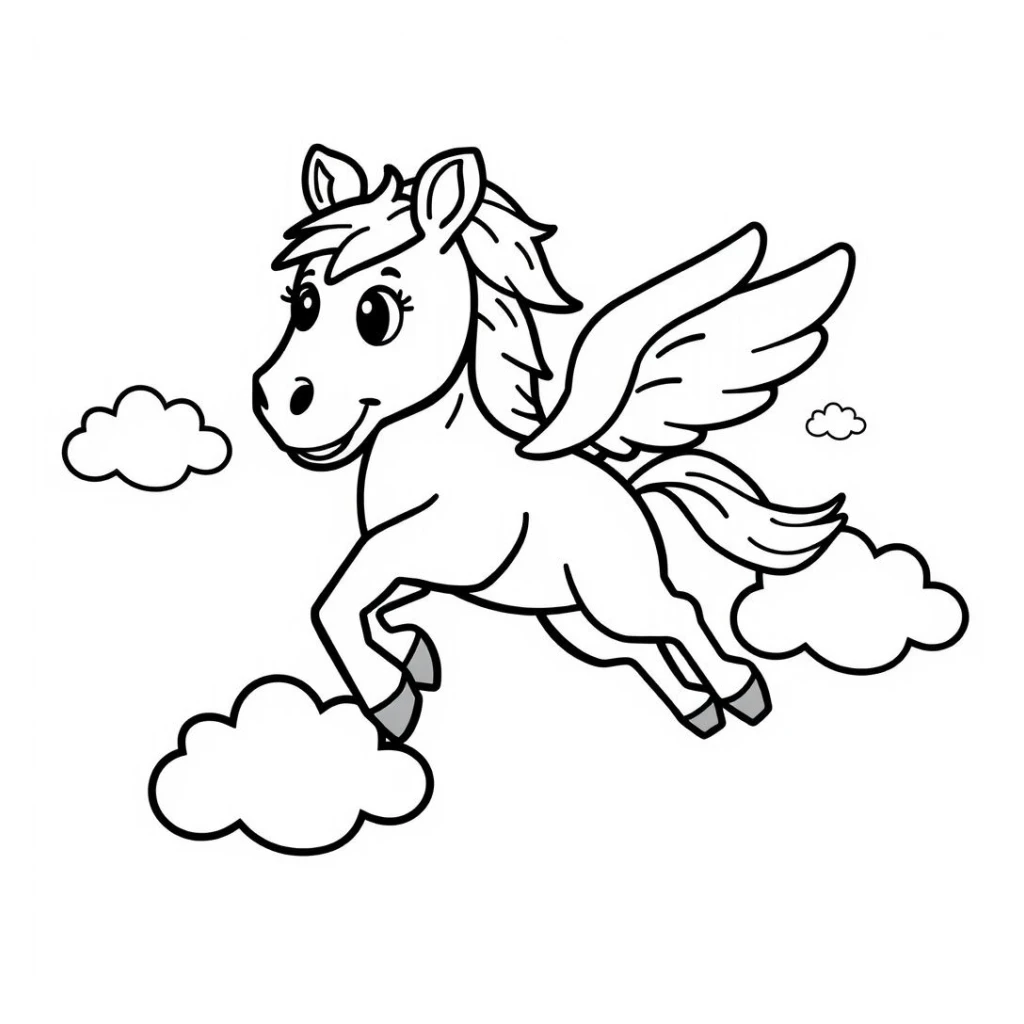 Dibujo de Pégaso Mágico En Las Nubes para colorear e imprimir gratis
