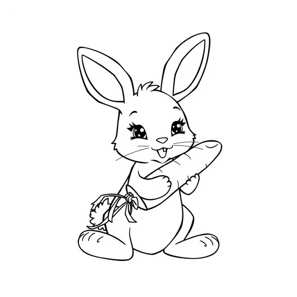 Desenho de Coelho Com Cenoura para colorir e imprimir grátis