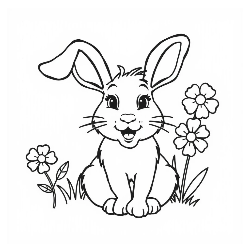 Happy Bunny coloring page to print for free
