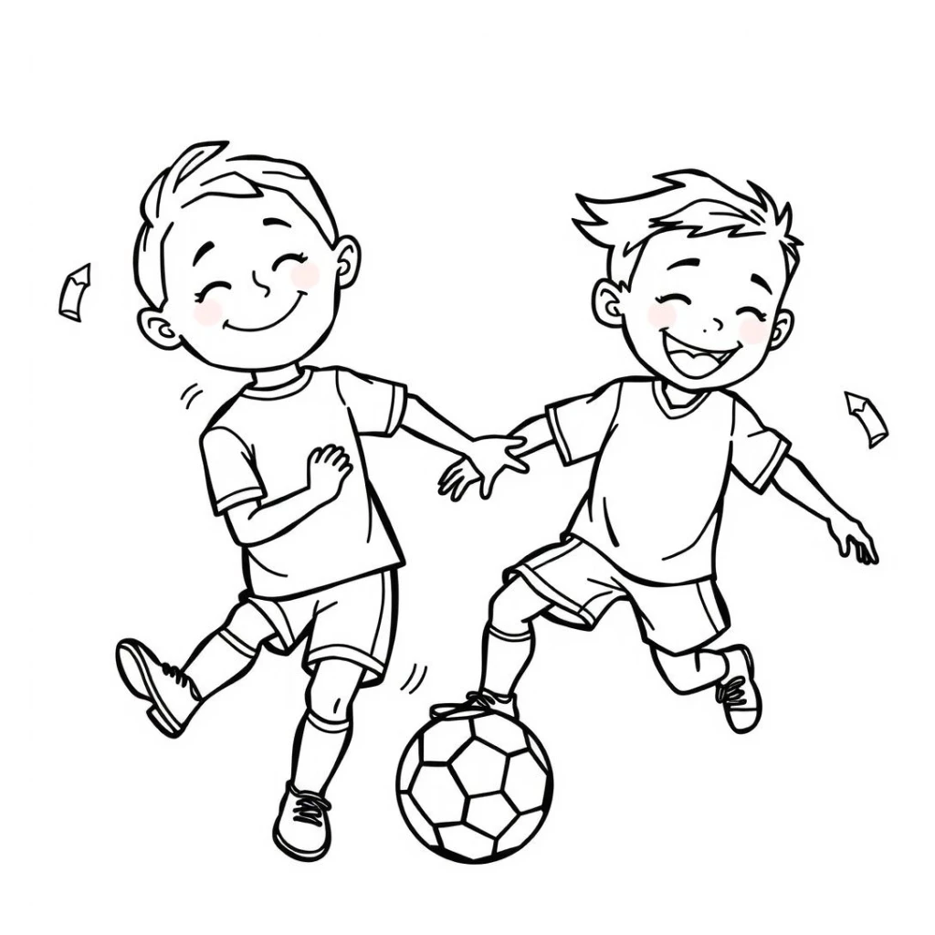 Desenho de Crianças Jogando Futebol para colorir e imprimir grátis