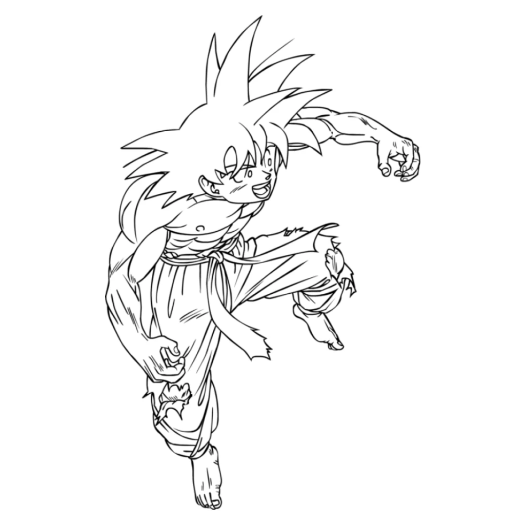 Desenho de Goku Em Ação para colorir e imprimir grátis