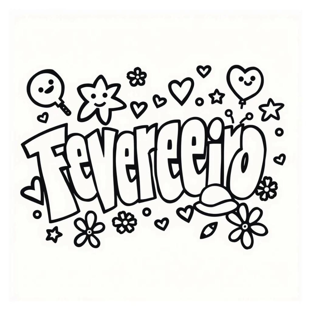 Desenho de Fevereiro Com Elementos Fofos para colorir e imprimir grátis