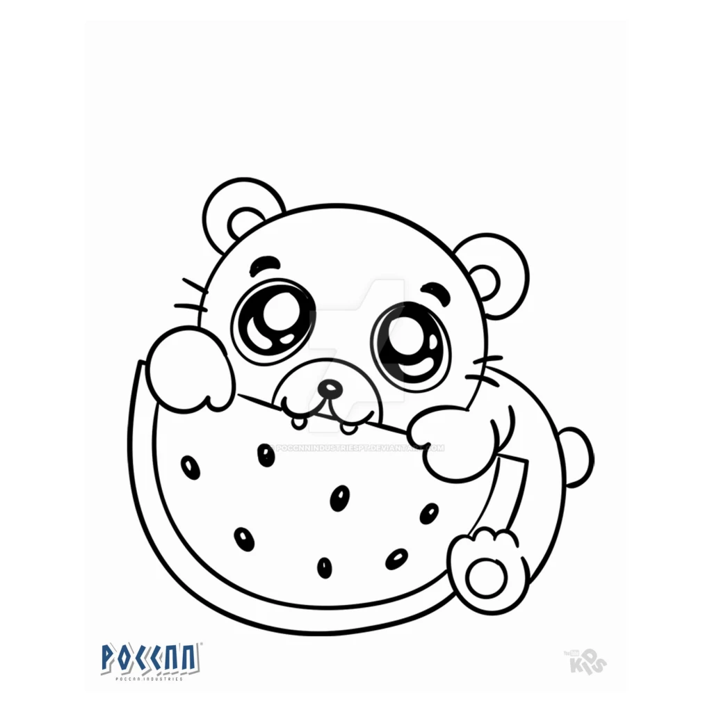 Desenho de Urso Com Melancia para colorir e imprimir grátis