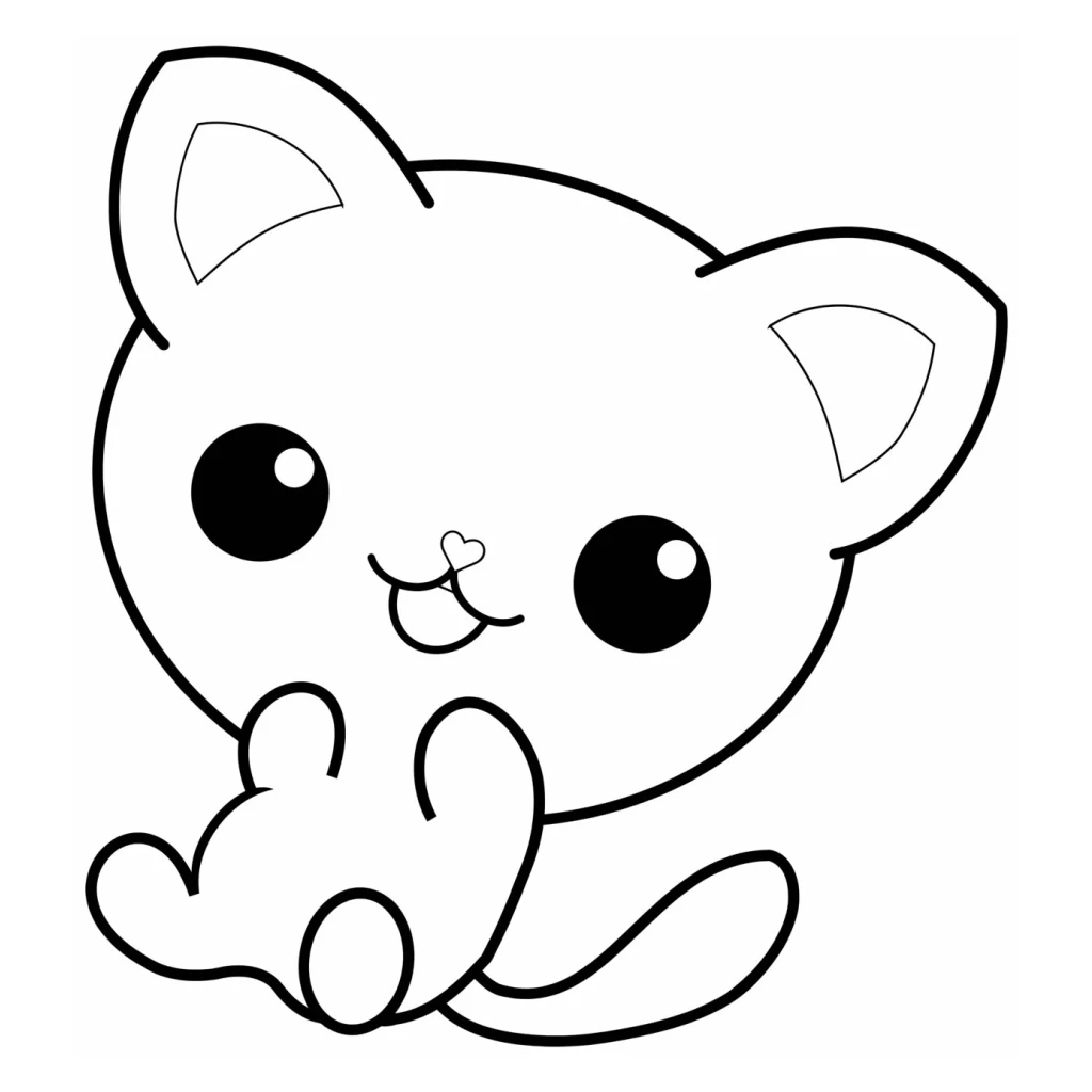 Cute Kawaii Cat coloring page to print for free