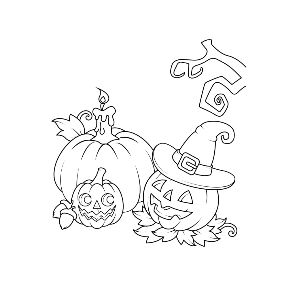 Desenho de Halloween Com Abóboras para colorir e imprimir grátis