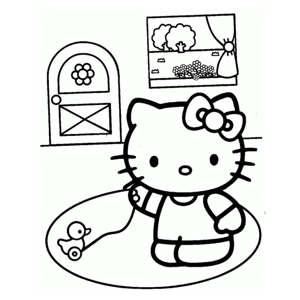 Dibujo de Hello Kitty Con Pato para colorear e imprimir gratis