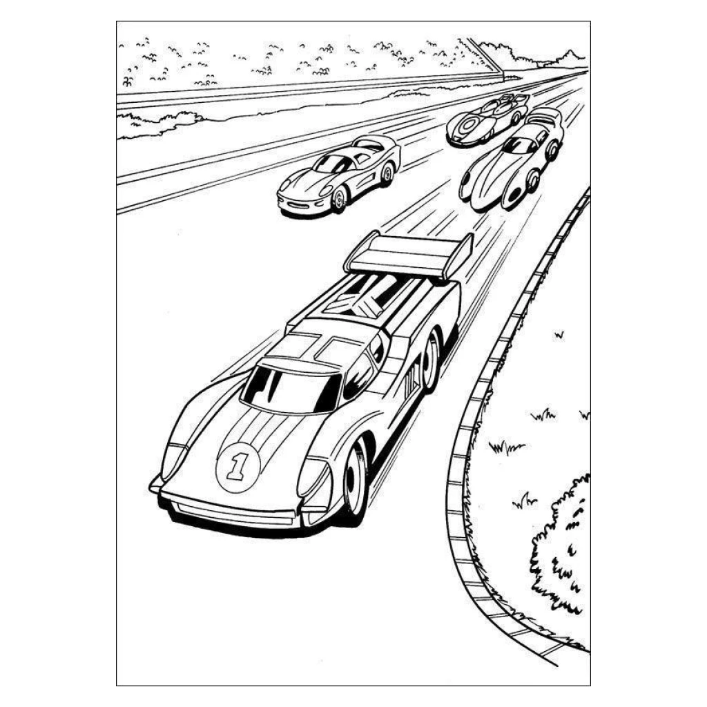 Car Racing coloring page to print for free