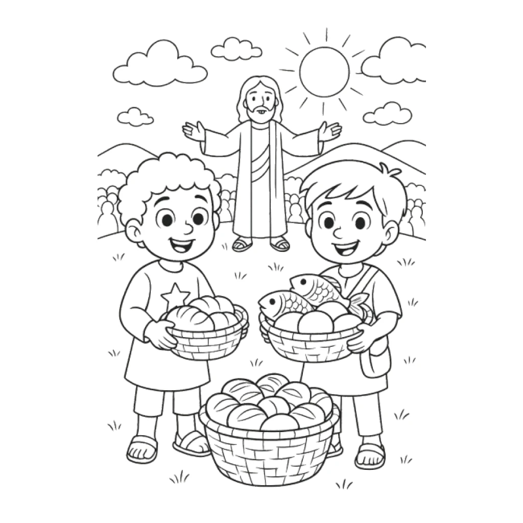 Jesus And The Children coloring page to print for free