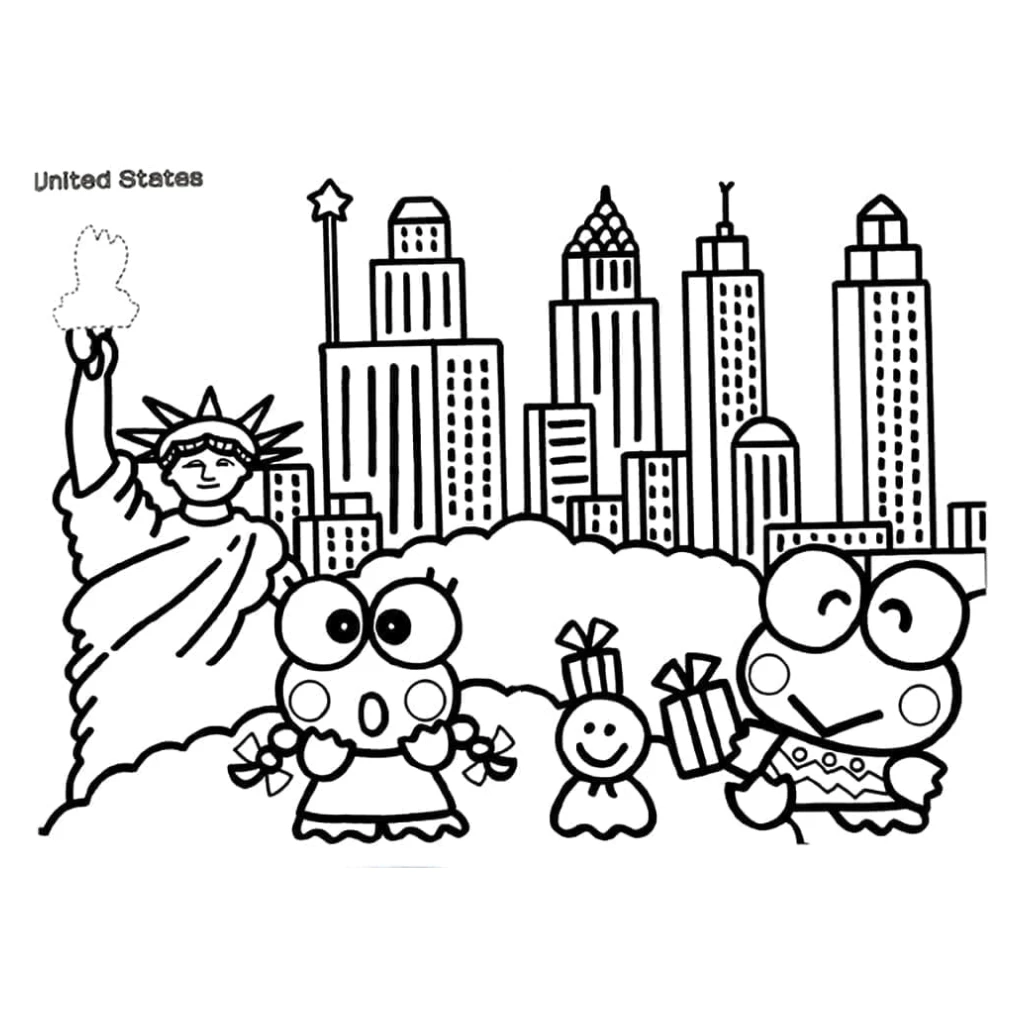 Keroppi In The United States coloring page to print for free