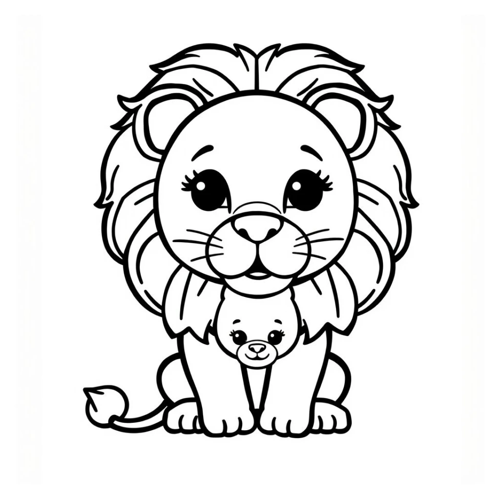 Lion And Cub coloring page to print for free