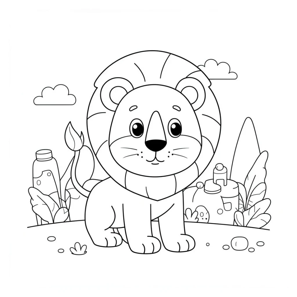 Desenho de Leão  Simples E Divertido para colorir e imprimir grátis
