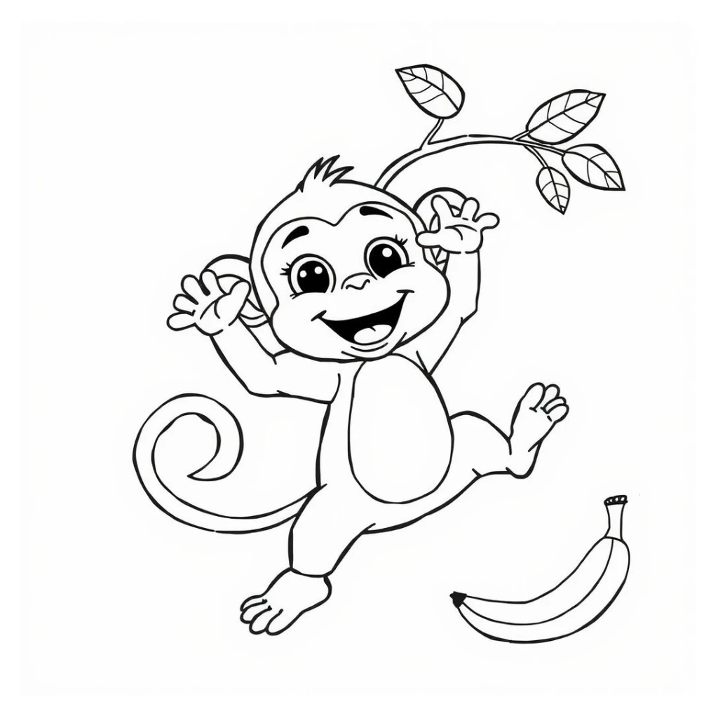 Dibujo de Mono Feliz para colorear e imprimir gratis