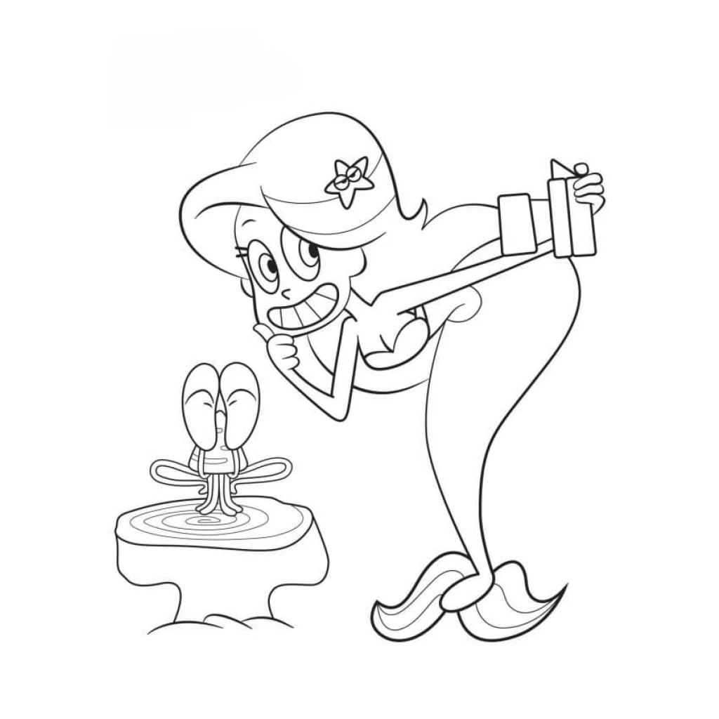 Dibujo de Marina sonriendo con su amigo para colorear e imprimir gratis
