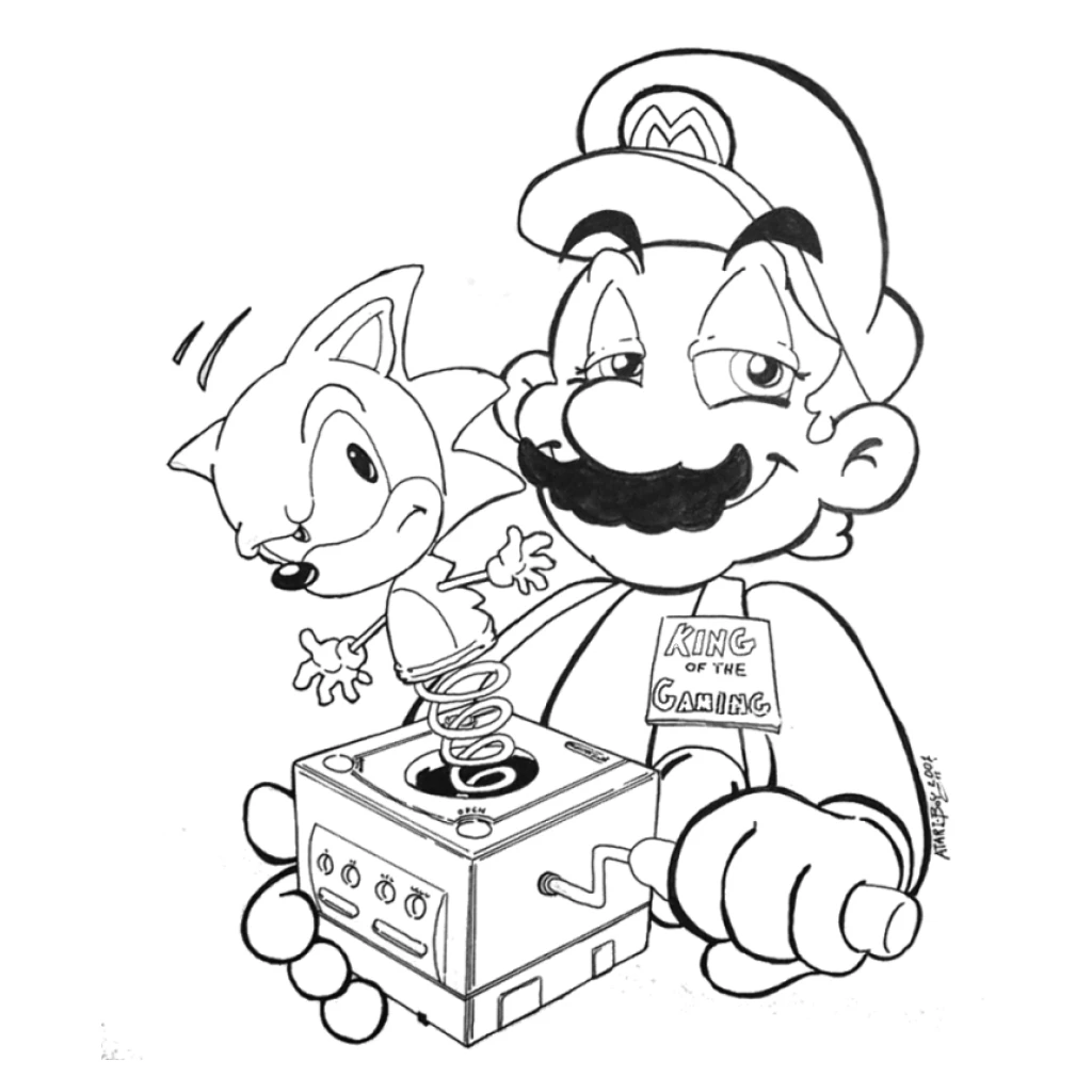 Desenho de Mario E Sonic para colorir e imprimir grátis