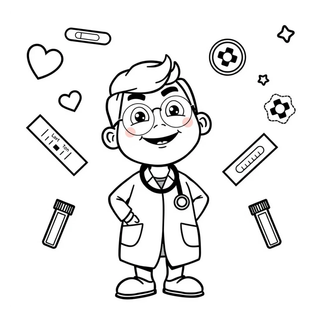 Desenho de Médico Com Acessórios para colorir e imprimir grátis