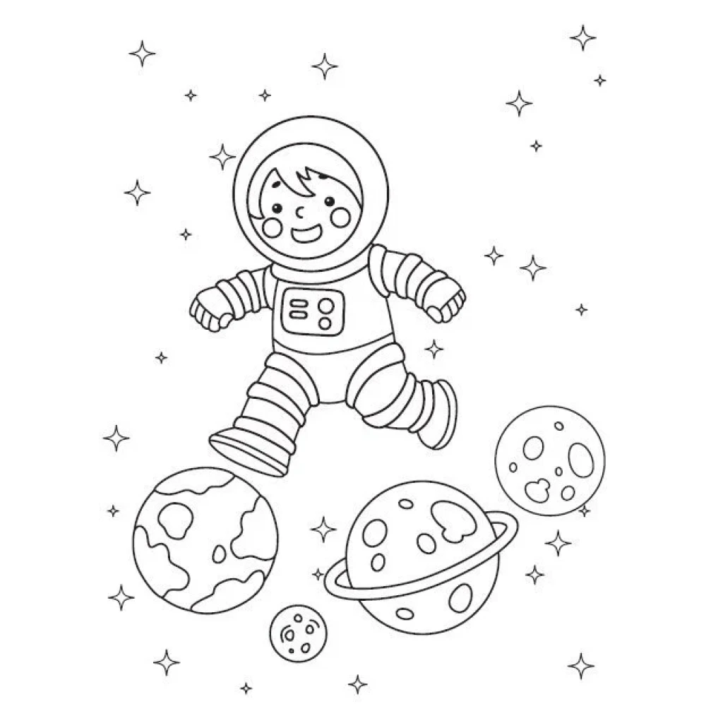 Desenho de Astronauta No Espaço para colorir e imprimir grátis