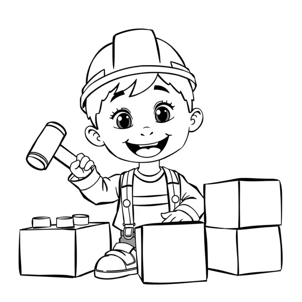 Builder Boy coloring page to print for free