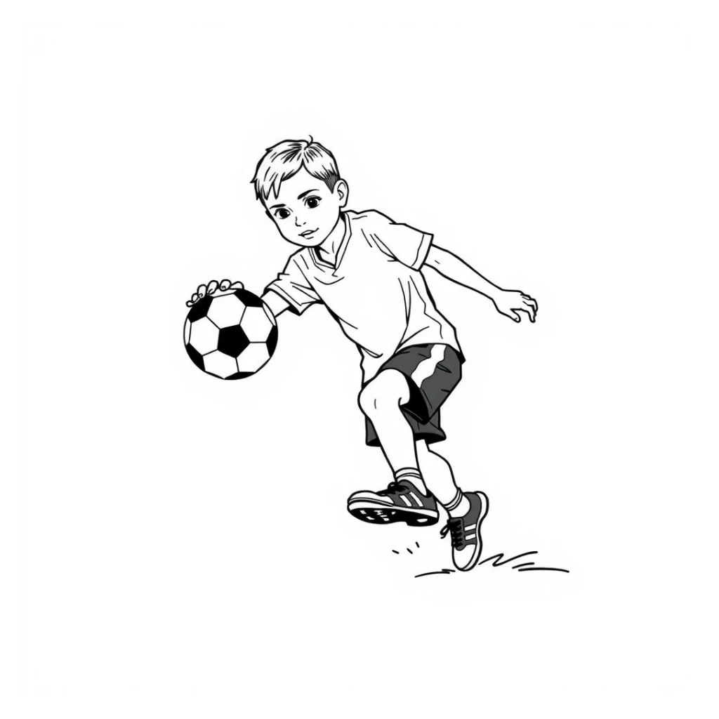 Desenho de Menino Jogando Futebol para colorir e imprimir grátis