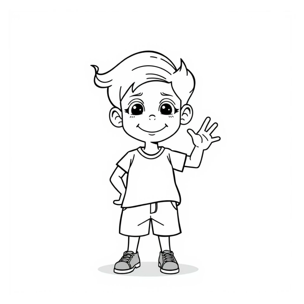 Dibujo de Niño Saludando para colorear e imprimir gratis