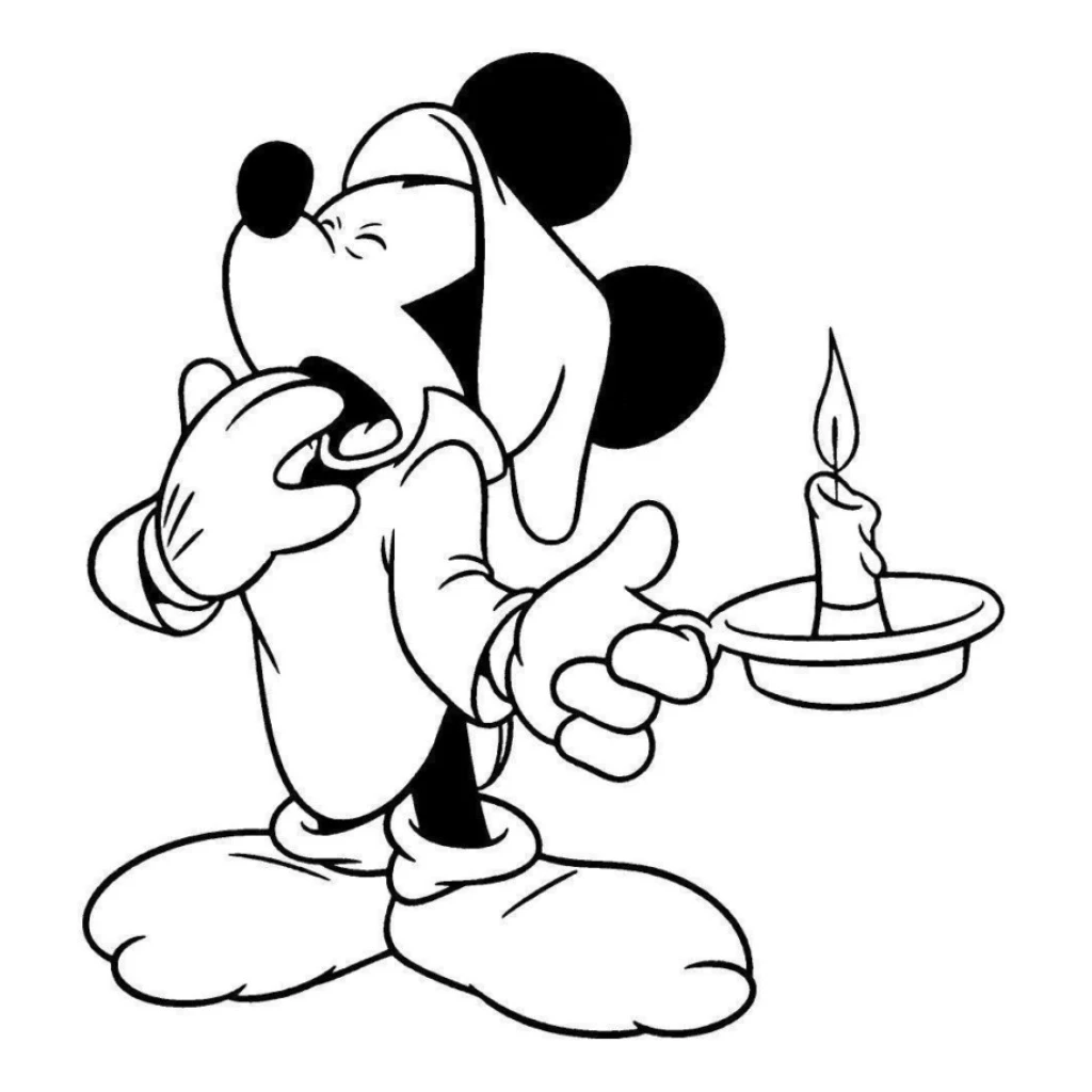Sleepy Mickey Mouse coloring page to print for free