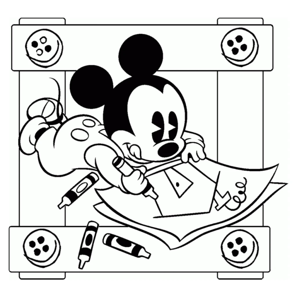 Mickey Mouse drawing coloring page to print for free
