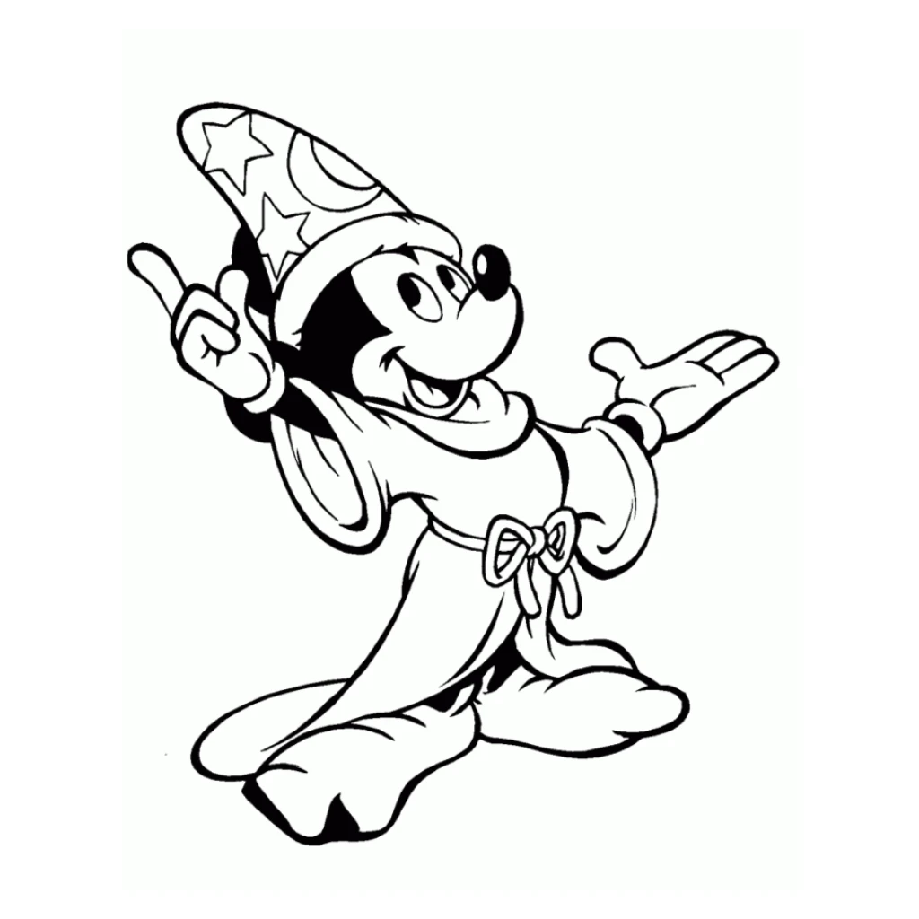 Magical Mickey Mouse coloring page to print for free