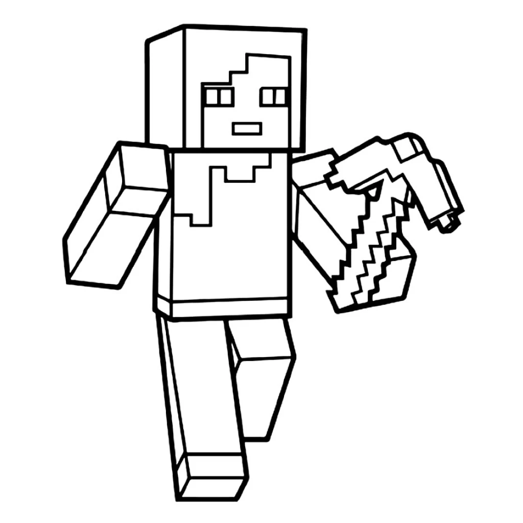 Dibujo de Minecraft con pico para colorear e imprimir gratis