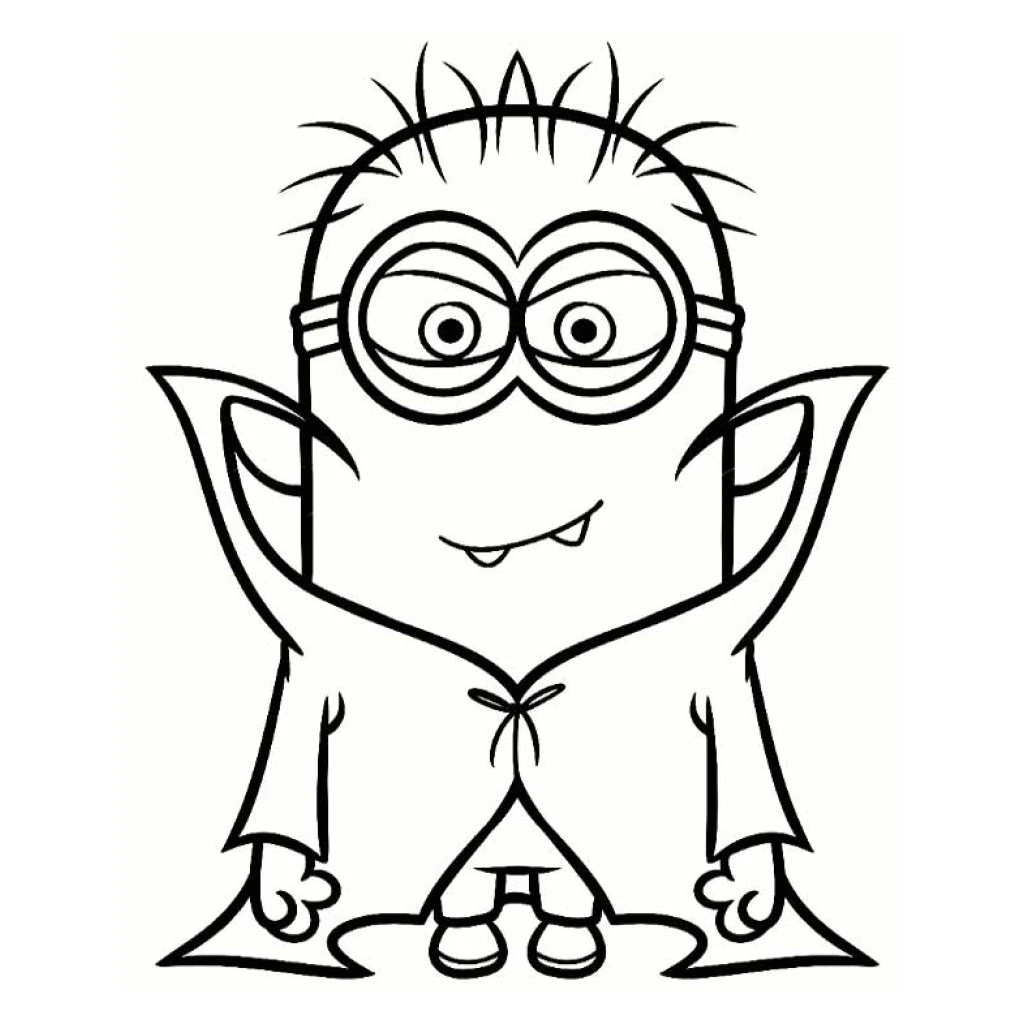 Desenho de Minions fantasiado de Vampiro para colorir e imprimir grátis