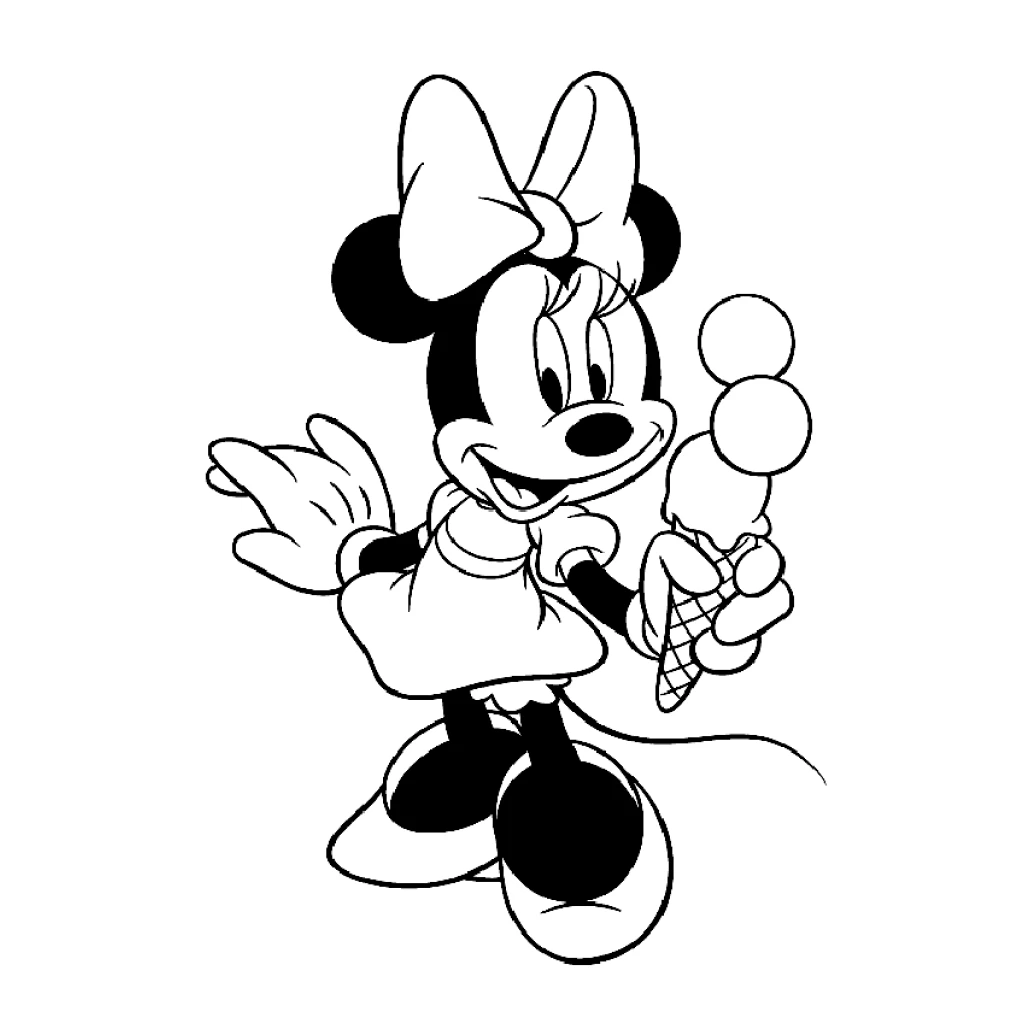 Dibujo de Minnie Mouse Con Helado para colorear e imprimir gratis