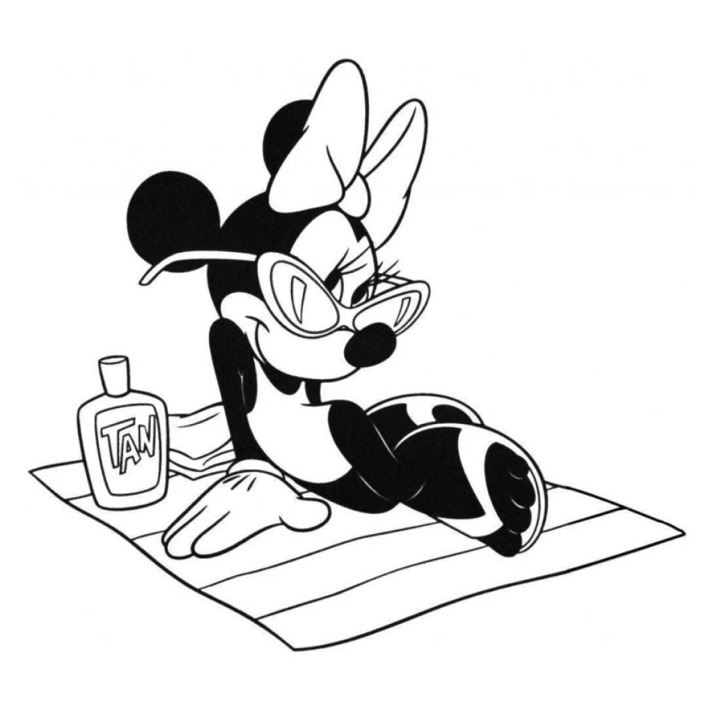 Minnie Mouse at the Beach coloring page to print for free