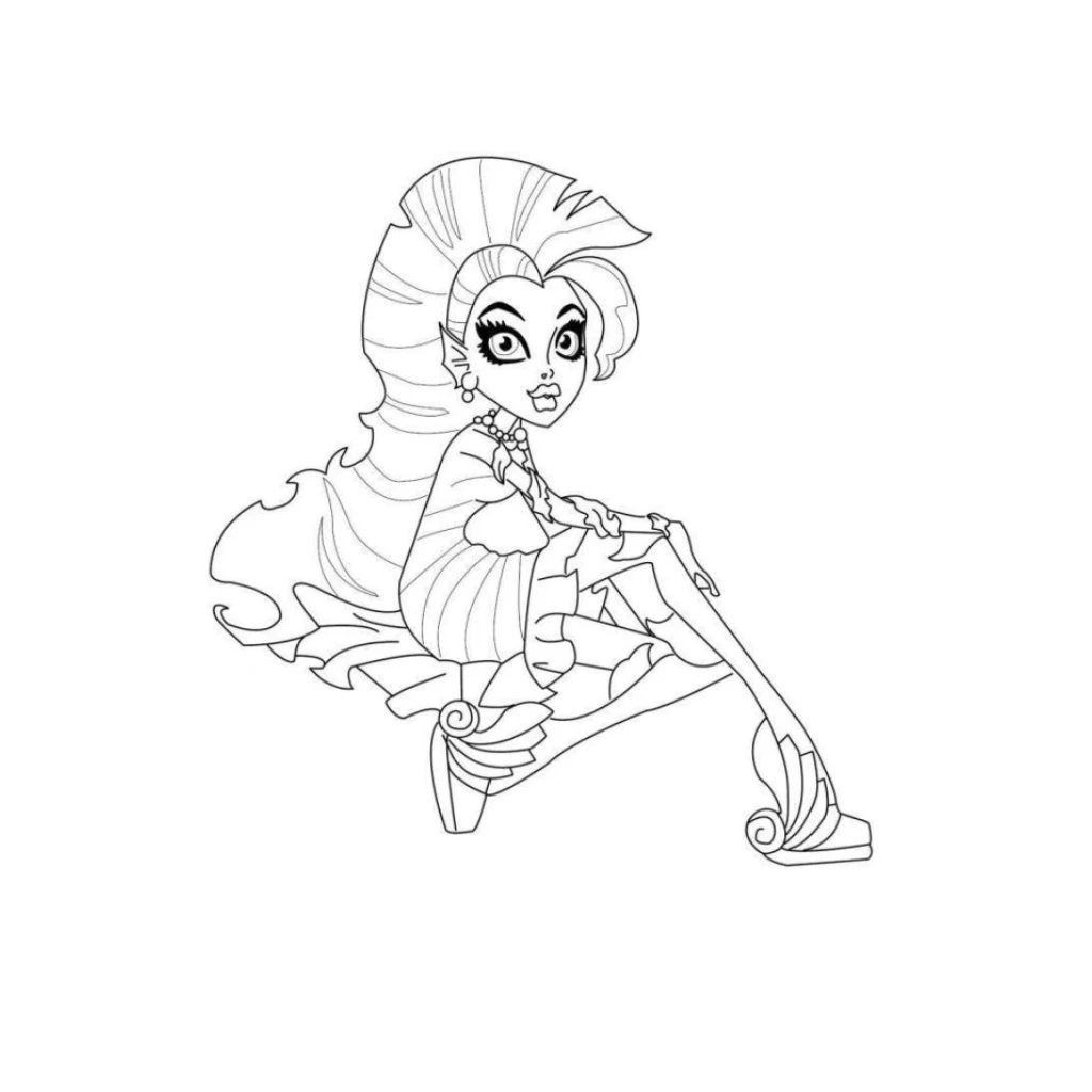 Monster High sitting coloring page to print for free