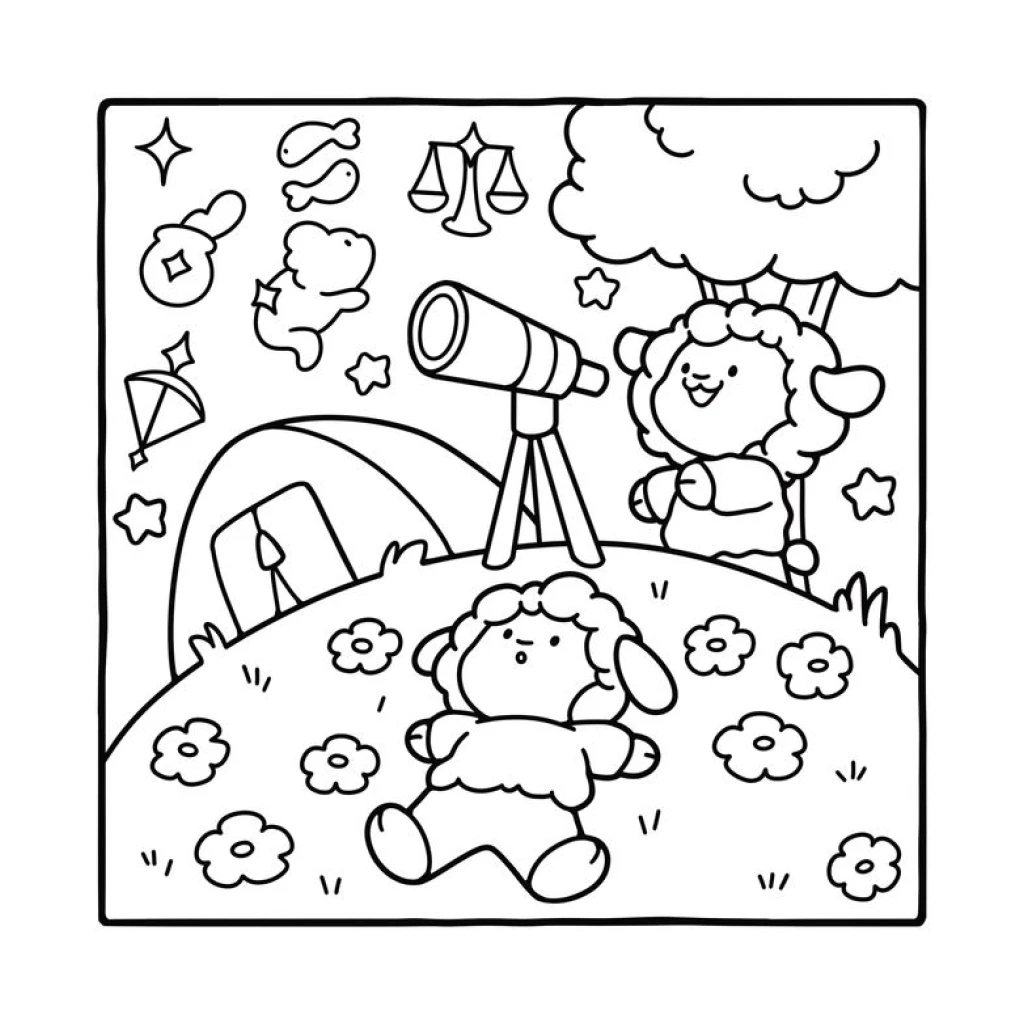 Desenho de Ovelhas Em Um Dia De para colorir e imprimir grátis