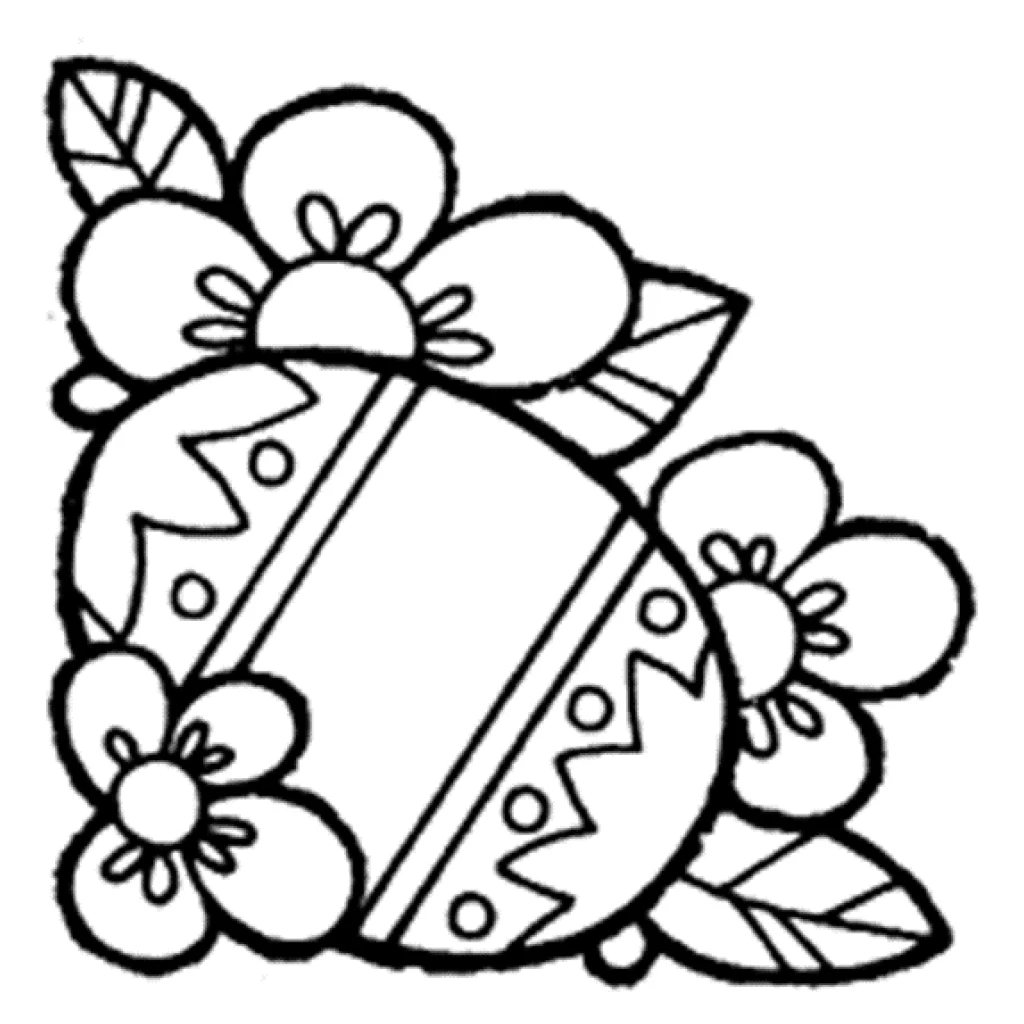 Desenho de Ovo De Páscoa Com Flores para colorir e imprimir grátis