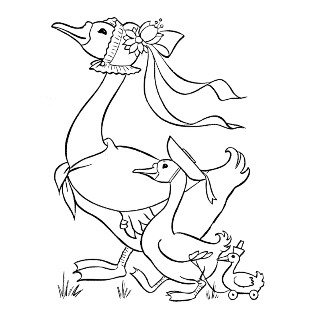 Funny Ducks coloring page to print for free