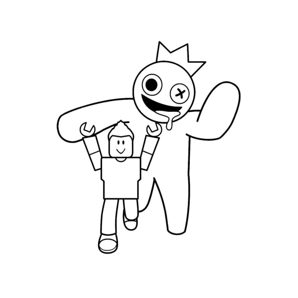 Roblox Characters and Blue Baby coloring page to print for free