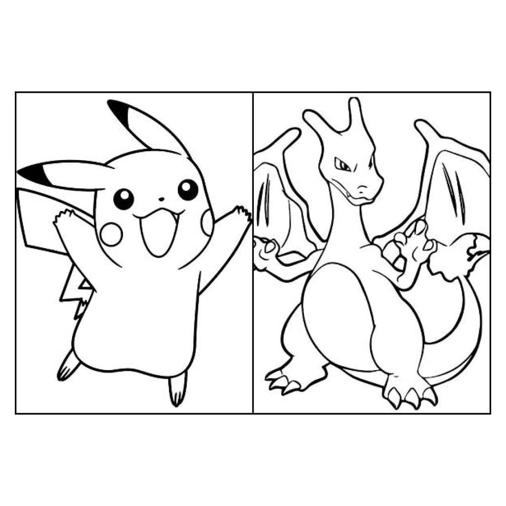 Dibujo de Pokémon  Pikachu Y Charizard para colorear e imprimir gratis
