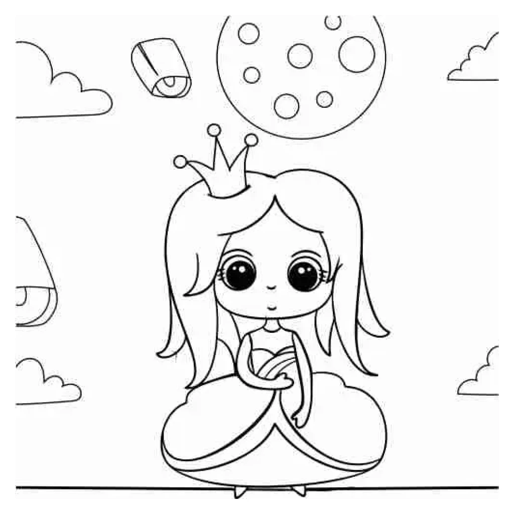 Princess In A Magical World coloring page to print for free