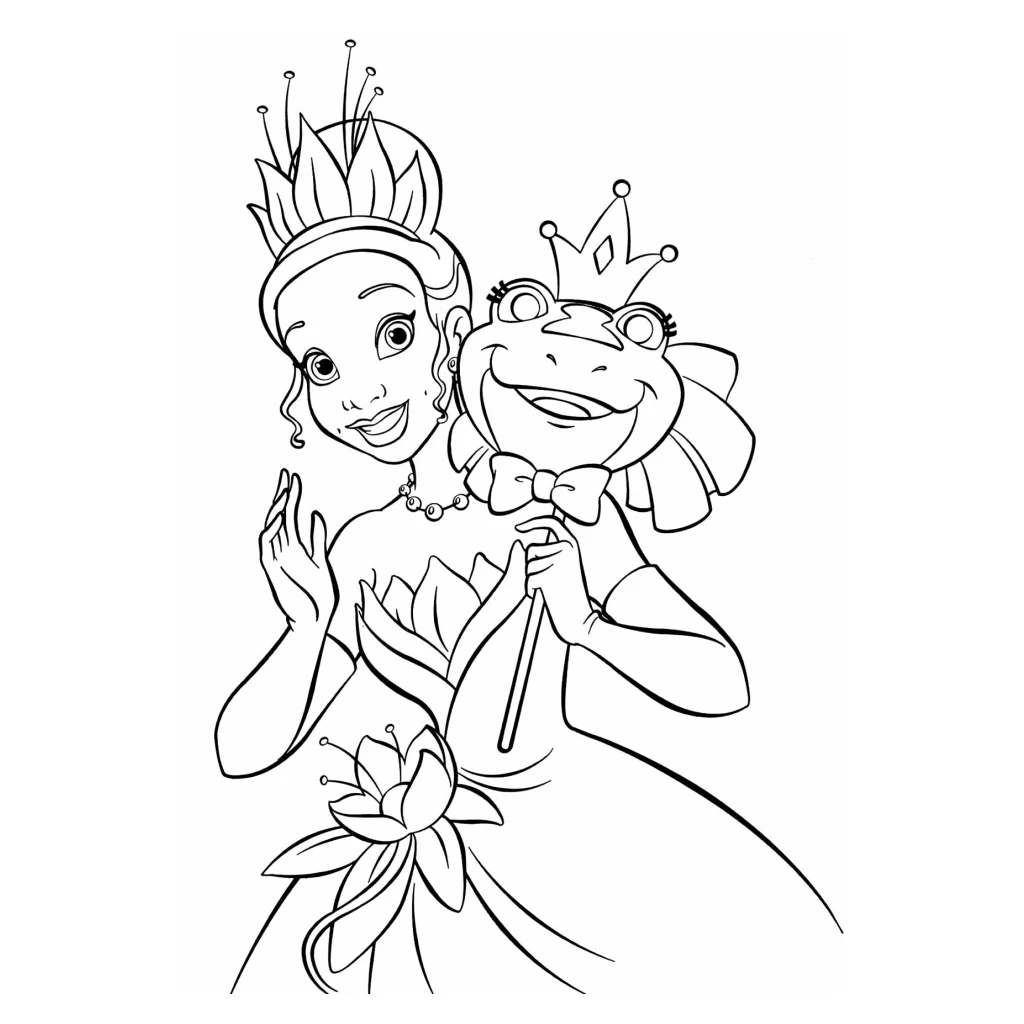 Desenho de Princesa E Sapo para colorir e imprimir grátis