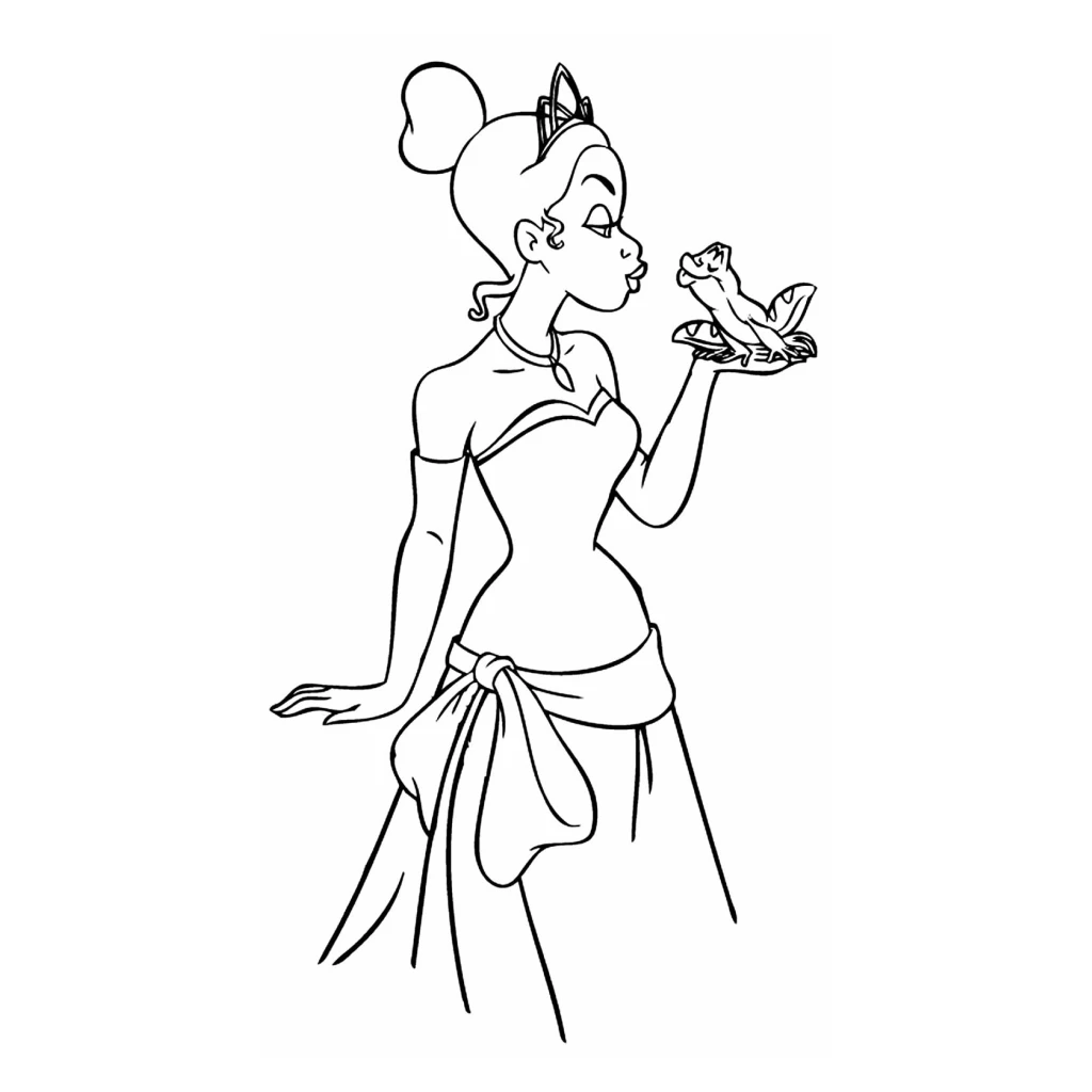 Desenho de Princesa Tiana para colorir e imprimir grátis