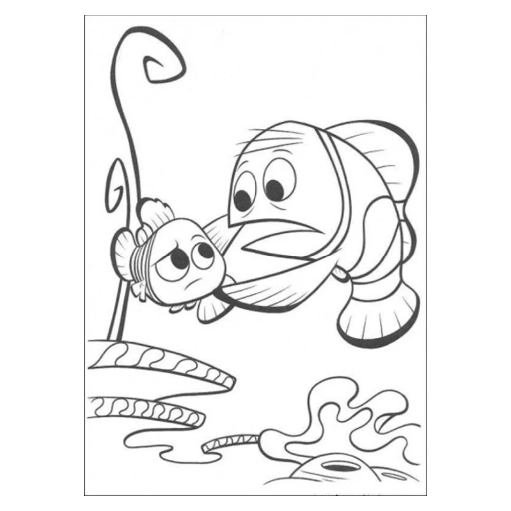 Dibujo de Buscando a Nemo preocupado para colorear e imprimir gratis