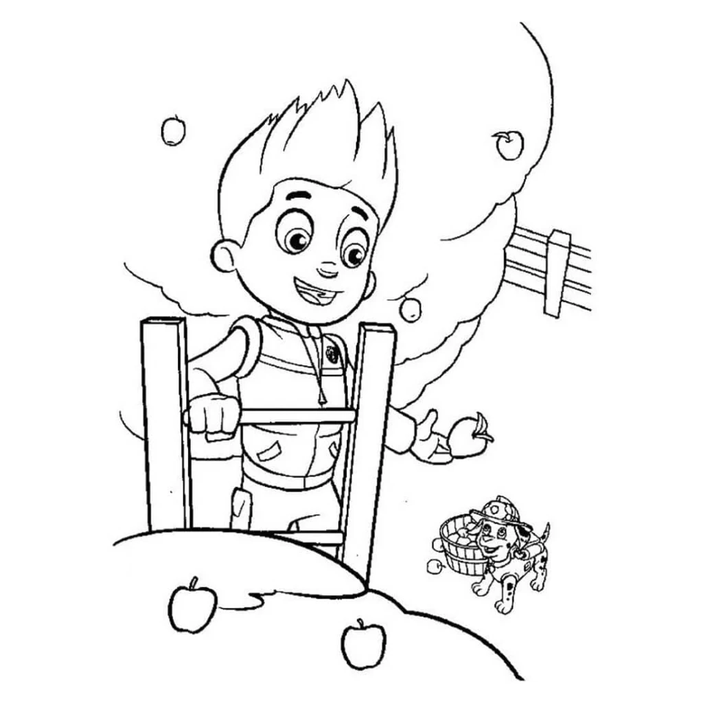 Ryder and Marshall from Paw Patrol coloring page to print for free