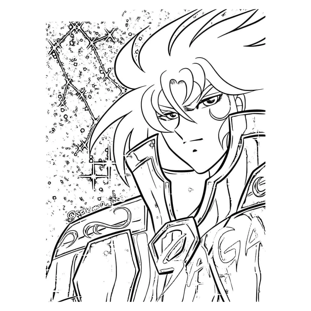 Desenho de Cavaleiro Saga para colorir e imprimir grátis