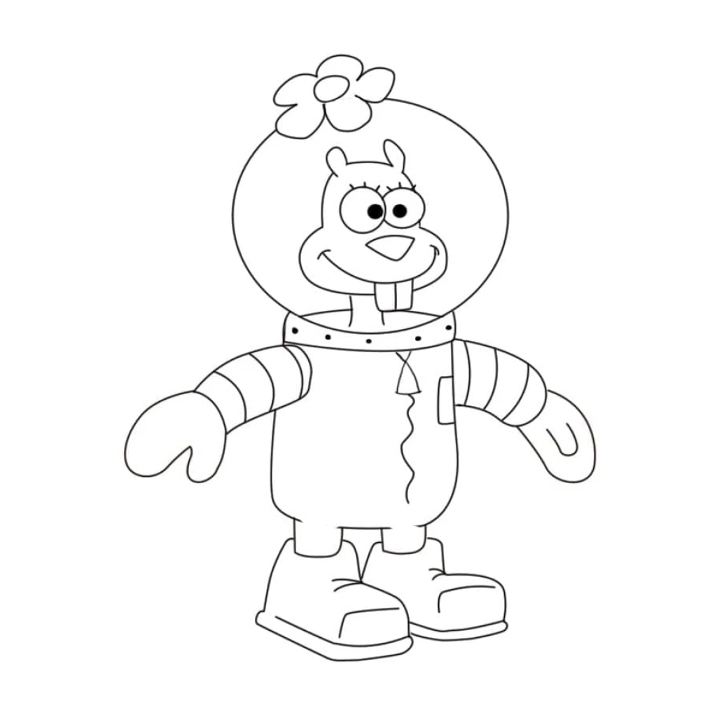Dibujo de Sandy Cheeks Surfeando para colorear e imprimir gratis
