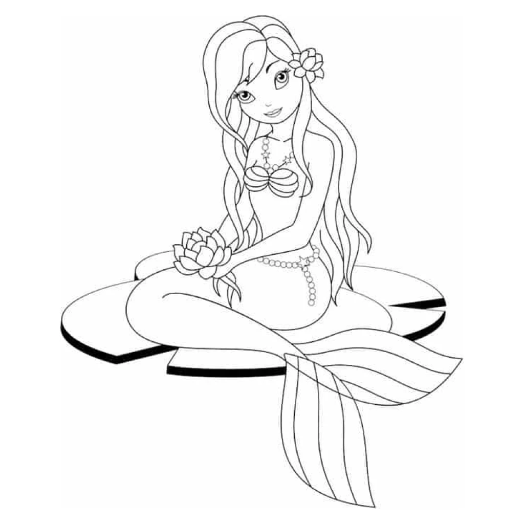 Mermaid In A Pond coloring page to print for free